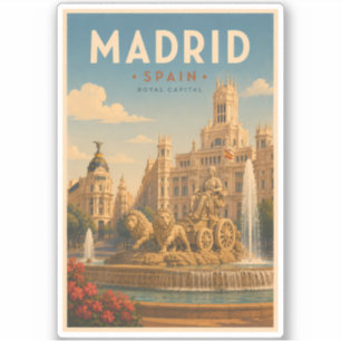 Madrid Spanje Cibeles Fontein Illustratie Reizen  Sticker
