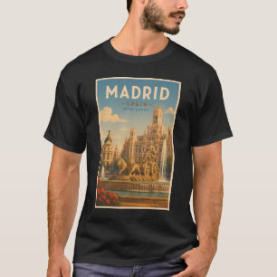 Madrid Spanje Cibeles Fontein Illustratie Reizen T-shirt