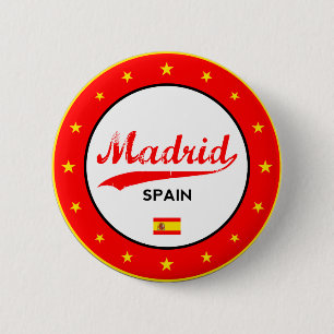 Madrid, Spanje, cirkel, wit Ronde Button 5,7 Cm