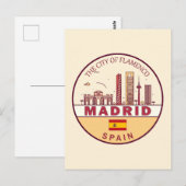 Madrid Spanje City Skyline Embleem Briefkaart (Voorkant / Achterkant)