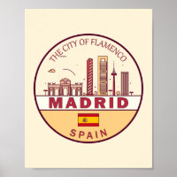 Madrid Spanje City Skyline Embleem