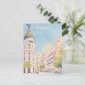 Madrid Spanje Gouache Schilderillustratie Reizen Briefkaart (Staand voorkant)