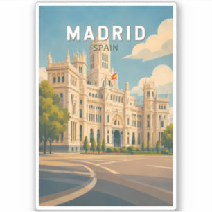 Madrid Spanje Illustratie Reis Kunst Vintage Sticker
