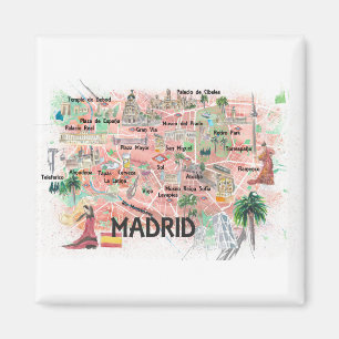 Madrid Spanje Illustratieve kaart met hoofdwegen Magneet