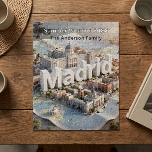 Madrid Spanje Koninklijk Paleis Stadsgezicht Gezin Legpuzzel