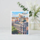 Madrid Spanje Kunst Vintage Reizen Briefkaart (Staand voorkant)