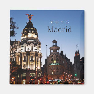 Madrid Spanje Nighttime Scene Magnet Change Year Magneet