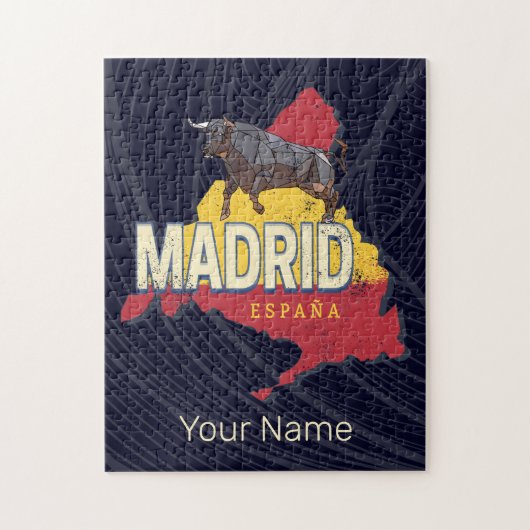 Madrid Spanje Retro Regio Kaart Bull Legpuzzel (Verticaal)