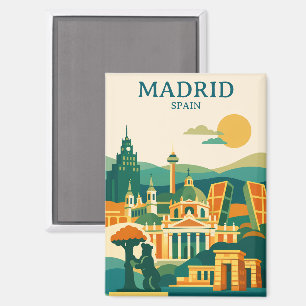Madrid Spanje Stad Silhouet - Minimalistische Retr Magneet
