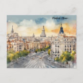 Madrid Spanje Stad Silhouet Waterverf Schilderij Briefkaart (Voorkant)