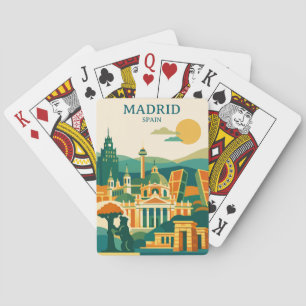 Madrid Spanje Stads Silhouet - Minimalistische Ret Pokerkaarten
