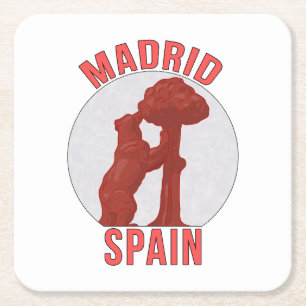 Madrid Spanje Vierkante Kartonnen Onderzetter