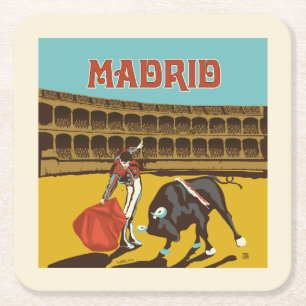 Madrid, Spanje Vierkante Kartonnen Onderzetter