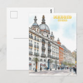 Madrid Spanje Waterverf Schilderij Briefkaart (Voorkant / Achterkant)