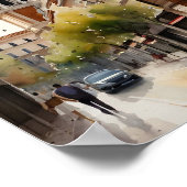 Madrid Spanje Waterverf Schilderij Reizen Poster (Hoek)