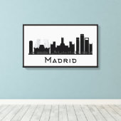 Madrid, Spanje | Zwarte en witte veldlijn Canvas Afdruk (Insitu (Houten vloer))