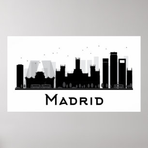 Madrid, Spanje   Zwarte en witte veldlijn Poster
