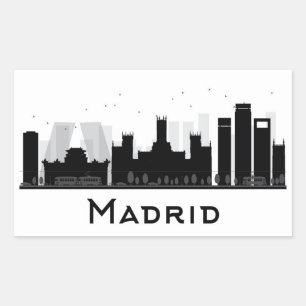 Madrid, Spanje   Zwarte en witte veldlijn Rechthoekige Sticker