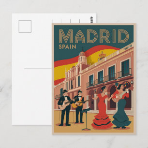 Madrid stad spanje vintage reis souvenirs, cadeaus briefkaart