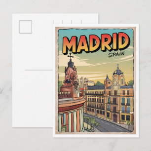 Madrid stad spanje vintage reis souvenirs, cadeaus briefkaart