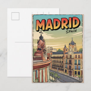 Madrid stad spanje vintage reis souvenirs, cadeaus briefkaart