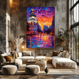 Madrid Stadssilhouet Poster – Iconische Spaanse Ku