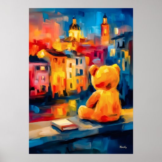 Madrid Teddy Sunset Plaza Skyline Print (Voorkant)