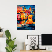 Madrid Teddy Sunset Plaza Skyline Print (Thuiskantoor)