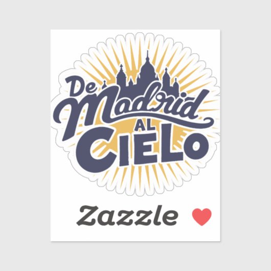 Madrid to Heaven Typographic - Bear and Tree Sticker (Vel)