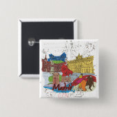 Madrid Vierkante Button 5,1 Cm (Voorkant /achterkant)