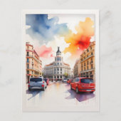 Madrid waterverf kunst briefkaart (Voorkant)