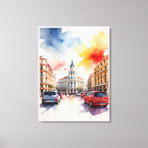 Madrid waterverf kunst canvas afdruk