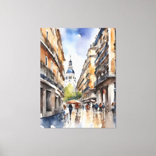 Madrid waterverf kunst canvas afdruk (Voorkant)