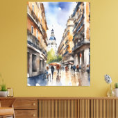 Madrid waterverf kunst canvas afdruk (Insitu (Woonkamer))