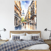 Madrid waterverf kunst canvas afdruk (Insitu (Slaapkamer))
