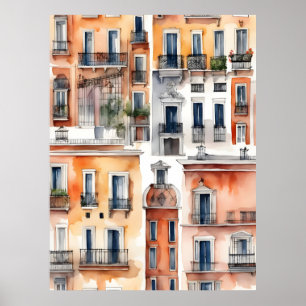 Madrid waterverf kunst poster