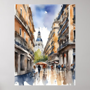 Madrid waterverf kunst poster