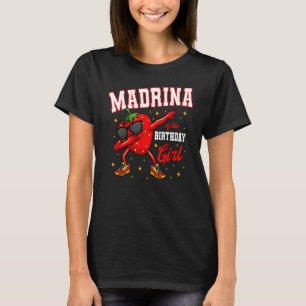 Madrina van de verjaardag meisje dabbing aardbei b t-shirt