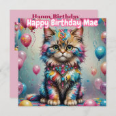 MAE ~ Carte d'anniversaire ~ Rose Blue ~ (Devant / Derrière)