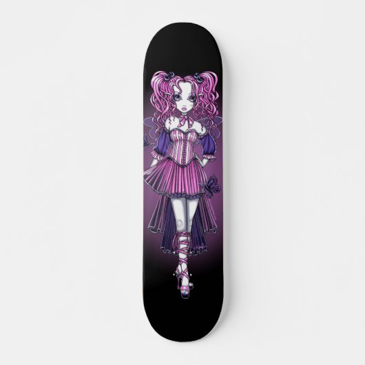 "Maegan" Gothic Pink Couture Fairy Skateboard (Voorkant)