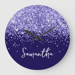 Maerlant Glitter Donkerblauwe Script Naam Grote Klok