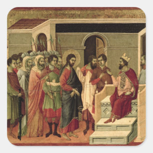 Maesta: Jezus voor Herod, 1308-11 Vierkante Sticker