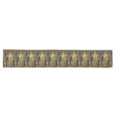 MAESTA, MAAGD EN KIND, Blauw Goud Geel Kerstmis Lange Tafelloper (Horizontaal)