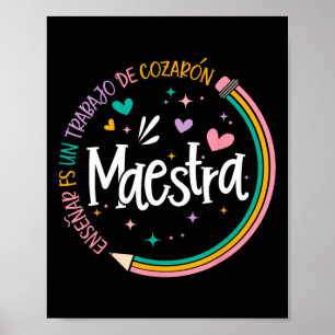 Maestra Spaans Leraar Terug naar school eerste dag Poster