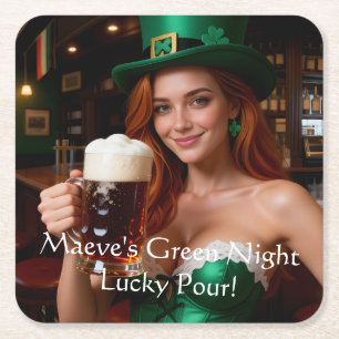 Maeve Emerald Tavern Glow St Patrick's Day Vierkante Kartonnen Onderzetter