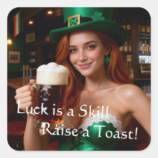 Maeve in Emerald Corset Irish Pub St Patrick's Day Vierkante Sticker