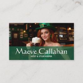 Maeve in Emerald Corset Irish Pub St Patrick's Day Visitekaartje