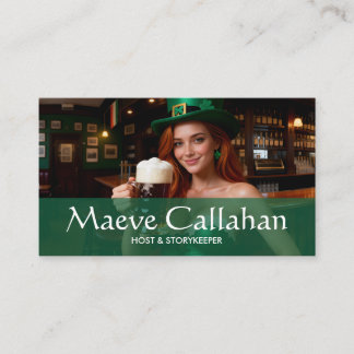 Maeve in Emerald Corset Irish Pub St Patrick's Day Visitekaartje