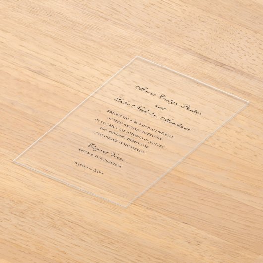 Maeve Traditionele Uitnodiging van het Huwelijk Acryl Uitnodigingen (Laagn)