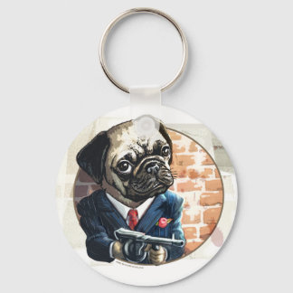 Mafioso Pugsy Beigel van Mudge Studios Sleutelhanger